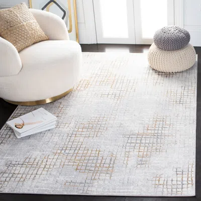 Safavieh Orchard Machine Made Area Rug, Grey / Gold Contemporary Style Easy Care In Neutral