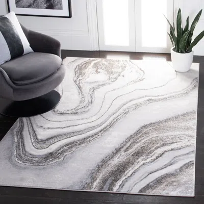 Safavieh Orchard Machine Made Area Rug, Grey / Ivory Contemporary Style Easy Care In Gray