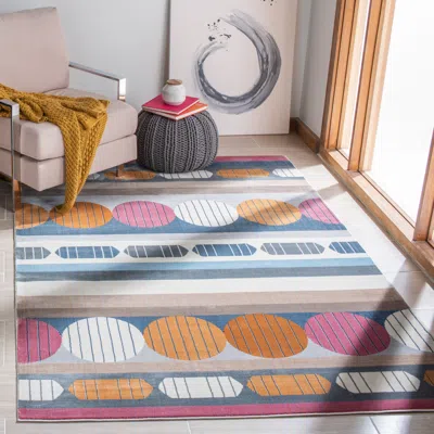 Safavieh Orwell Machine Made Area Rug, Grey / Orange Contemporary Style Easy Care In Multi