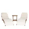 Safavieh Irena Outdoor 3-pc. Lounge Set (2 Lounges & 1 End Table) In Natural/beige