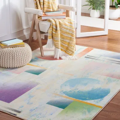 Safavieh Paint Brush Non-slip Machine Washable Area Rug, Blue / Ivory Modern Style Easy Care In Multi
