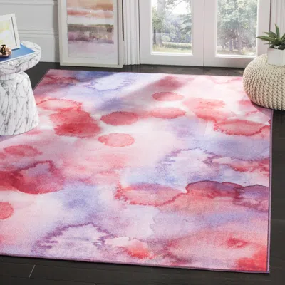 Safavieh Paint Brush Non-slip Machine Washable Area Rug, Fuchsia / Lavender Contemporary Style Easy Care In Multi
