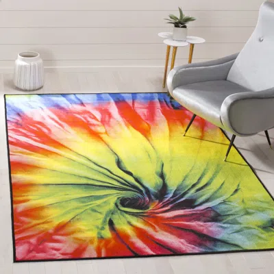 Safavieh Paint Brush Non-slip Machine Washable Area Rug, Fuchsia / Yellow Bohemian Style Easy Care In Multi