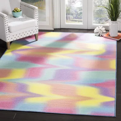 Safavieh Paint Brush Non-slip Machine Washable Area Rug, Fuchsia / Yellow Contemporary Style Easy Care In Multi
