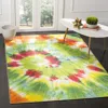 Safavieh Paint Brush Non-slip Machine Washable Area Rug, Green / Orange Bohemian Style Easy Care In Multi