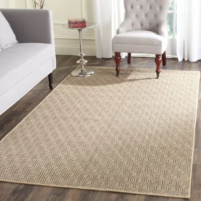 Safavieh Palm Beach Machine Made Area Rug, Natural / Black Contemporary Style Easy Care In Brown