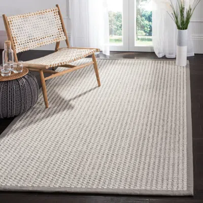 Safavieh Palm Beach Machine Made Area Rug, Silver / Ivory Contemporary Style Easy Care In Gray