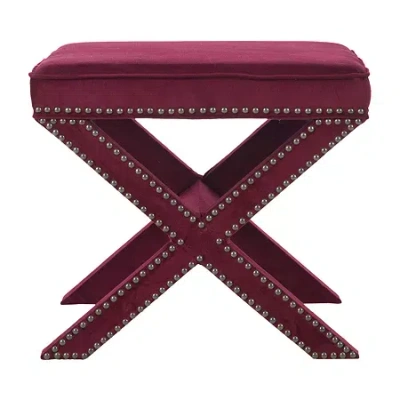 Safavieh Palmer Nailhead Trim Footstool In Red