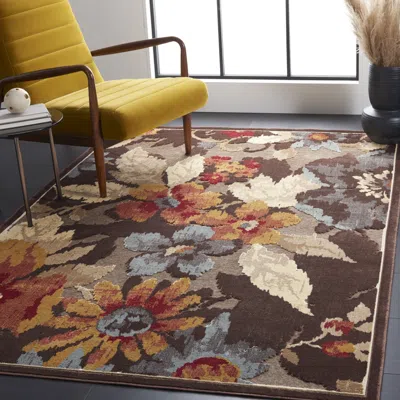 Safavieh Paradise Machine Made Area Rug, Dark Brown Country Floral Style Easy Care