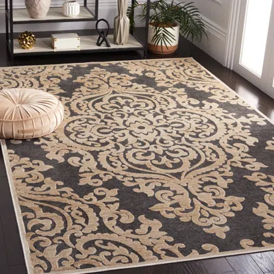 Safavieh Paradise Machine Made Area Rug, Stone / Anthracite Traditional Style Easy Care In Brown