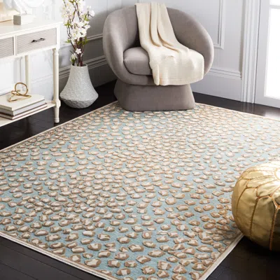 Safavieh Paradise Machine Made Area Rug, Stone / Aqua Contemporary Style Easy Care In Blue
