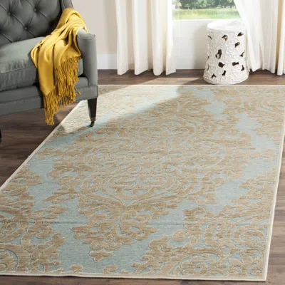 Safavieh Paradise Machine Made Area Rug, Stone / Aqua Traditional Style Easy Care In Multi