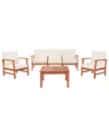 Safavieh Parcer Outdoor 4pc Living Set In Natural