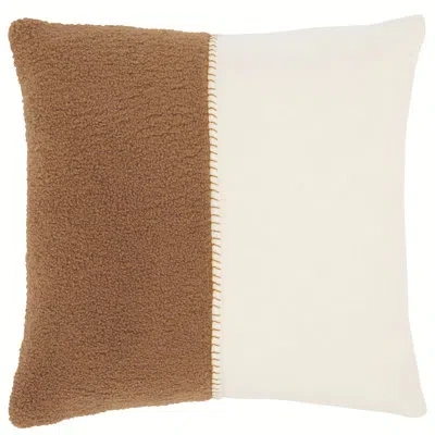 Safavieh Parker Wool Blend Throw Square Pillow Cover & Insert In Camel,ivory