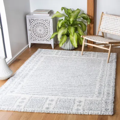 Safavieh Parma Shag Machine Made Area Rug, Grey / Ivory Shag / Flokati Style Easy Care In Gray