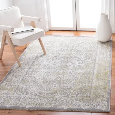 Safavieh Passion Machine Made Area Rug, Grey / Green Traditional Style Easy Care In White
