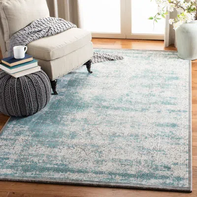 Safavieh Passion Machine Made Area Rug, Turquoise / Ivory Traditional Style Easy Care In Blue