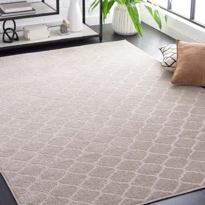 Safavieh Pattern And Solid Machine Made Area Rug, Beige Contemporary Style Easy Care In Gray