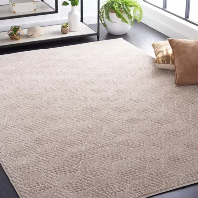 Safavieh Pattern And Solid Machine Made Area Rug, Beige Contemporary Style Easy Care In Neutral