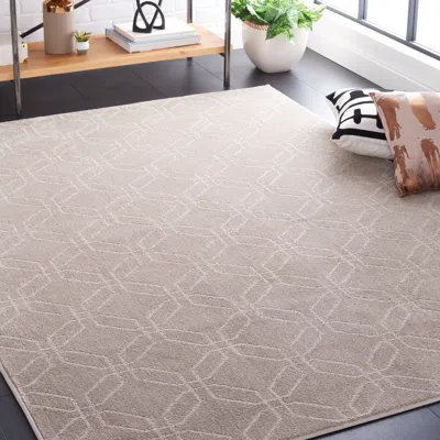 Safavieh Pattern And Solid Machine Made Area Rug, Beige Contemporary Style Easy Care In Gray