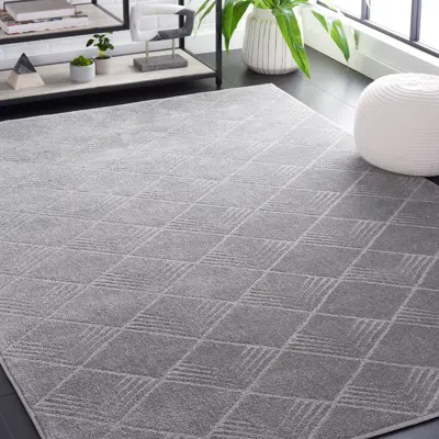 Safavieh Pattern And Solid Machine Made Area Rug, Grey Contemporary Style Easy Care In Gray