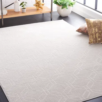 Safavieh Pattern And Solid Machine Made Area Rug, Ivory Contemporary Style Easy Care In Gray