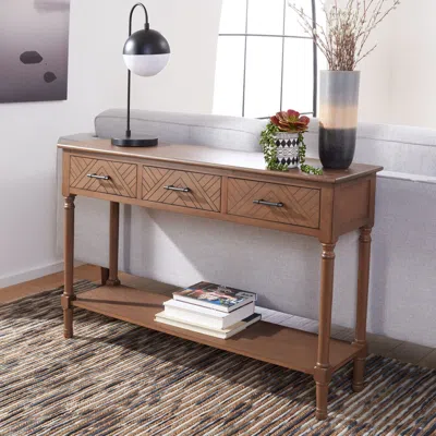 Safavieh Peyton 3 Drawer Console Table In Brown