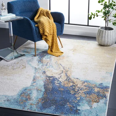 Safavieh Phoenix Machine Made Area Rug, Blue Contemporary Style Easy Care
