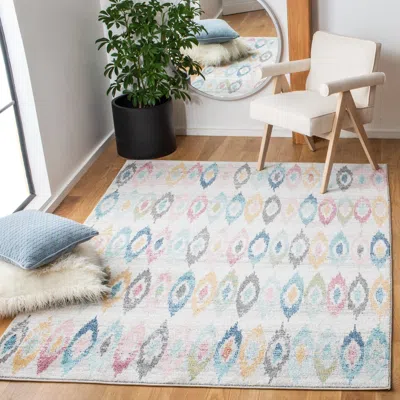 Safavieh Phoenix Machine Made Area Rug, Ivory / Blue Bohemian Style Easy Care In Multi