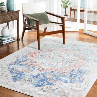 Safavieh Phoenix Machine Made Area Rug, Ivory / Blue Traditional Style Easy Care In Multi