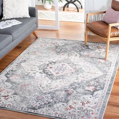 Safavieh Phoenix Machine Made Area Rug, Ivory / Grey Traditional Style Easy Care In Gray