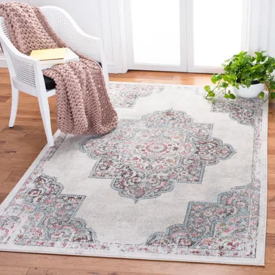 Safavieh Phoenix Machine Made Area Rug, Ivory / Grey Traditional Style Easy Care In Multi