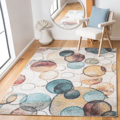Safavieh Phoenix Machine Made Area Rug, Ivory / Rust Contemporary Style Easy Care In Multi