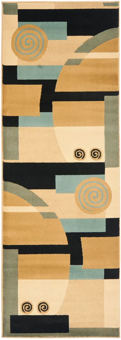 Safavieh Porcello Machine Made Area Rug, Black / Multi Contemporary Style Easy Care In Brown