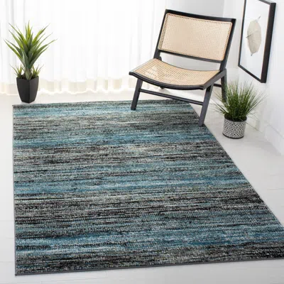 Safavieh Porcello Machine Made Area Rug, Charcoal / Blue Contemporary Style Easy Care