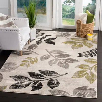 Safavieh Porcello Machine Made Area Rug, Ivory / Green Contemporary Style Easy Care