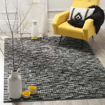 Safavieh Porcello Machine Made Area Rug, Light Grey / Charcoal Contemporary Style Easy Care In Black