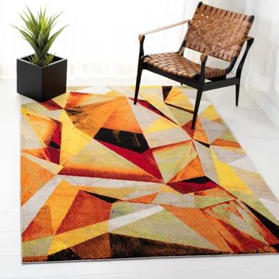 Safavieh Porcello Machine Made Area Rug, Orange / Red Contemporary Style Easy Care
