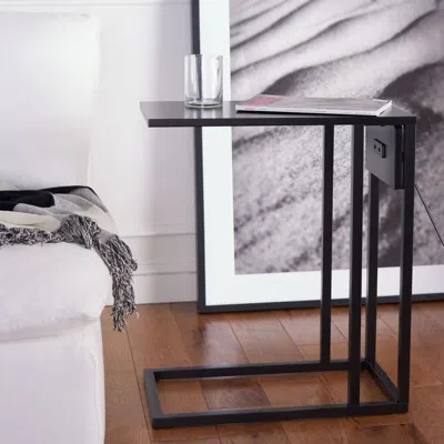 Safavieh Portland Usb Side Table In Black