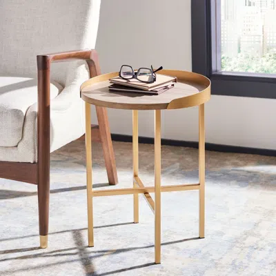 Safavieh Prague Round Side Table In Brown