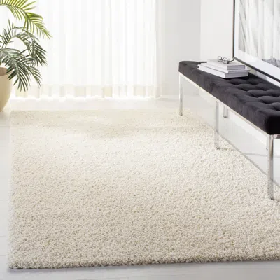 Safavieh Primo Shag Machine Made Area Rug, Ivory Shag / Flokati Style Easy Care In Neutral