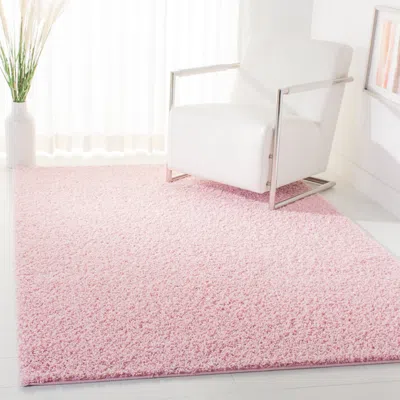 Safavieh Primo Shag Machine Made Area Rug, Light Pink Shag / Flokati Style Easy Care