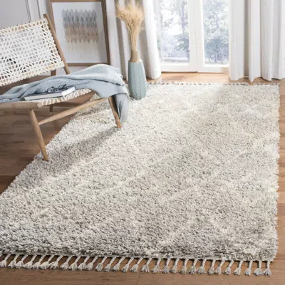 Safavieh Pro Lux Shag Machine Made Area Rug, Grey / Cream Moroccan Style Easy Care In Gray