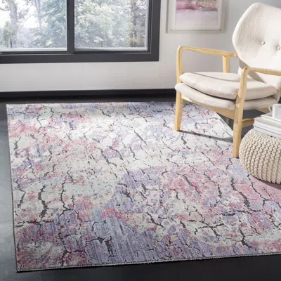 Safavieh Provance Machine Made Area Rug, Aqua / Purple Contemporary Style Easy Care In Multi