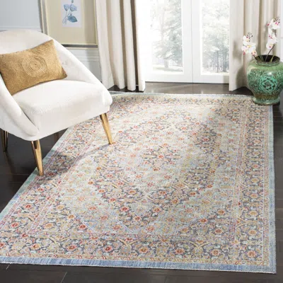 Safavieh Provance Machine Made Area Rug, Blue / Yellow Traditional Style Easy Care In Multi