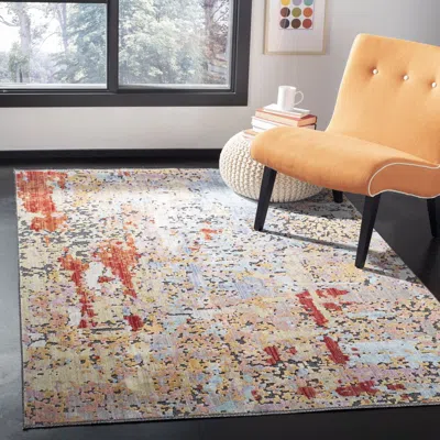 Safavieh Provance Machine Made Area Rug, Yellow / Red Contemporary Style Easy Care In Multi