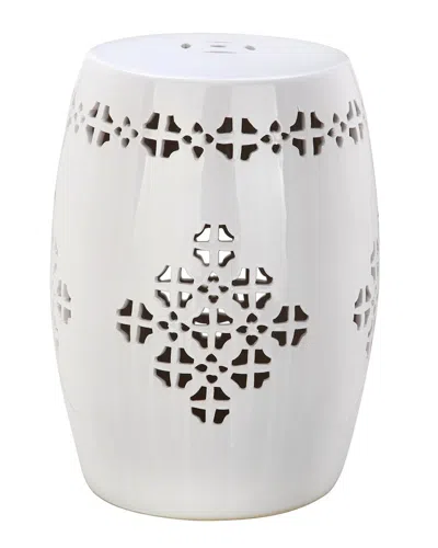 Safavieh Quatrefoil Garden Stool In White