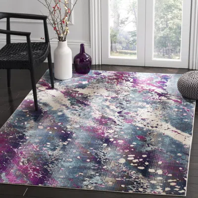Safavieh Radiance Machine Made Area Rug, Teal / Magenta Contemporary Style Easy Care In Multi