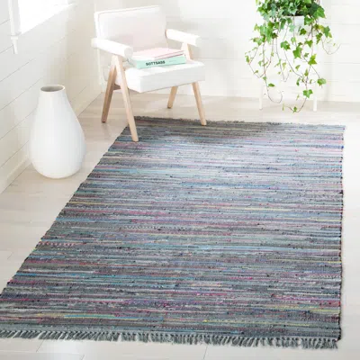 Safavieh Rag Rug Hand Made Area Rug, Aqua / Multi Bohemian Style Non-shedding