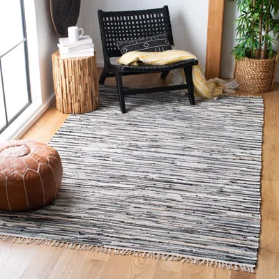 Safavieh Rag Rug Hand Made Area Rug, Black / Multi Bohemian Style Non-shedding In Gray